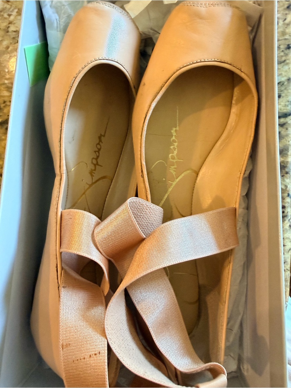 Jessica Simpson Blush Tan Ballet Flats with Grosgrain Ribbon